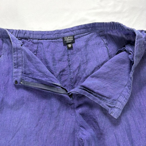 Vintage Eileen Fisher Irish Linen Pants Petite PL Boho Colorful Tailored Classic - Picture 4 of 9